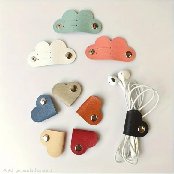 Colorful Faux Leather Flower, Heart And Strip Clip Bundle 9 pc Random - Picture 3 of 6